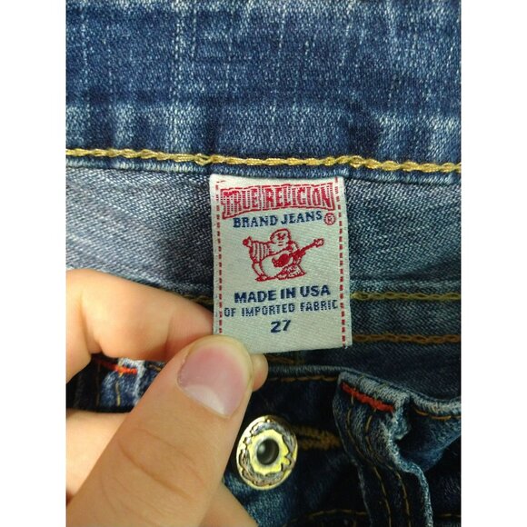 True Religion Jeans Women 27 x 27 Billy Flap Pockets Straight Low Rise Raw Hem - Picture 7 of 9